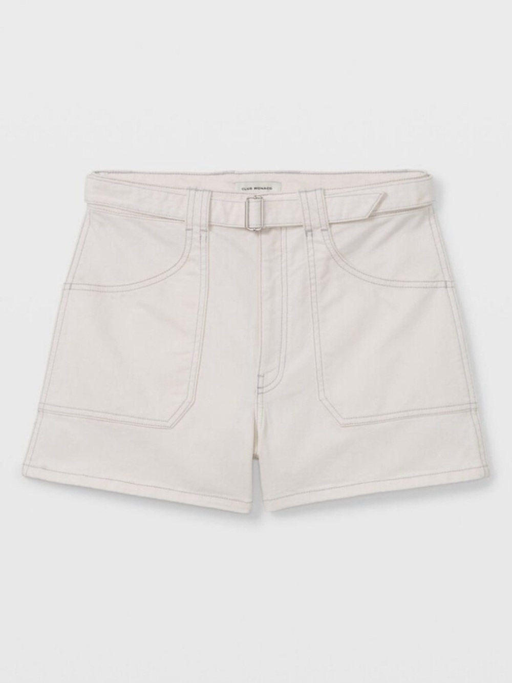 Club Monaco White High-Rise Denim Shorts - Picture 4 of 9